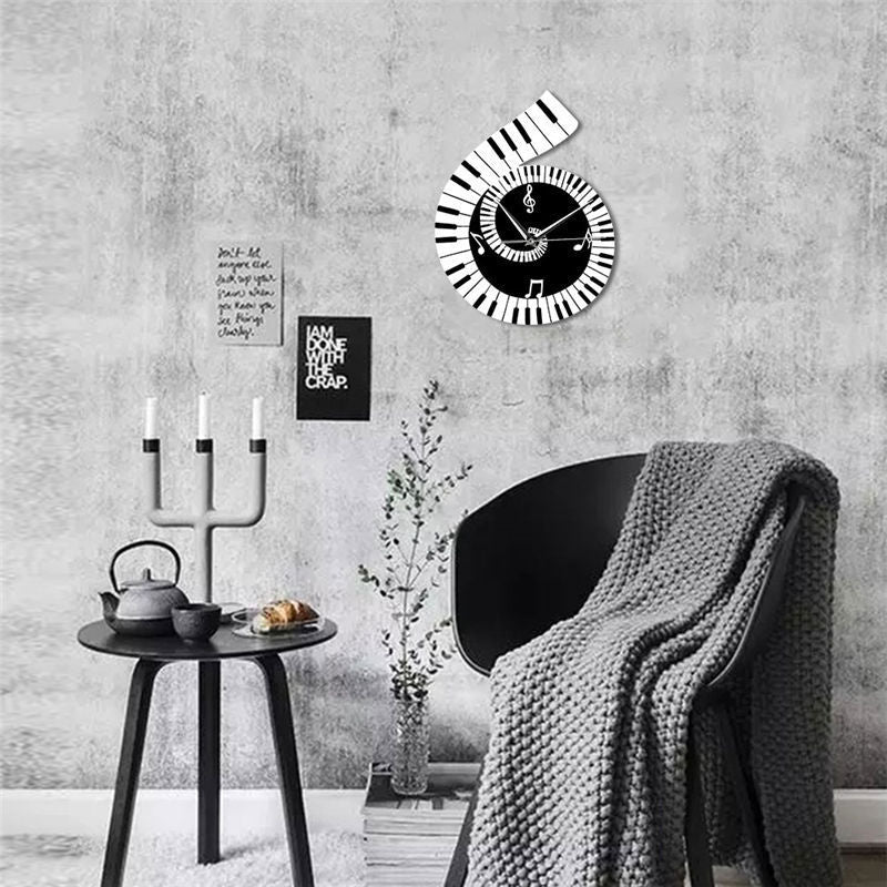 Musical Notes Treble Clef Piano Wall Clock Decor