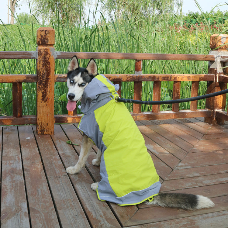 Color Block Cloak Big Dog Raincoat Outdoor Breathable Dog Jacket