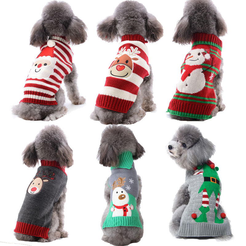 Pet dog clothes christmas pompom christmas small