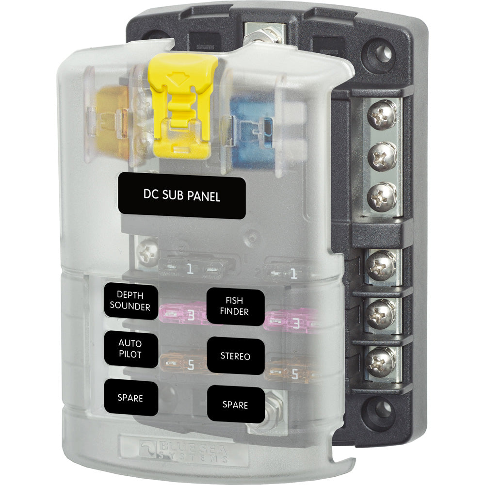 Blue Sea 5025 ST Blade Fuse Block w/Cover - 6 Circuit w/Negative Bus TRAPSKI