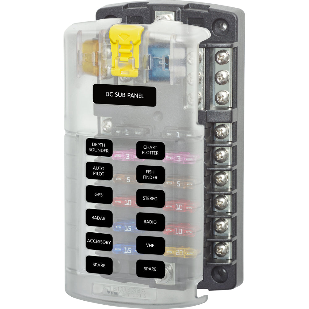 Blue Sea 5026 ST Blade Fuse Block w/Cover - 12 Circuit w/Negative Bus TRAPSKI
