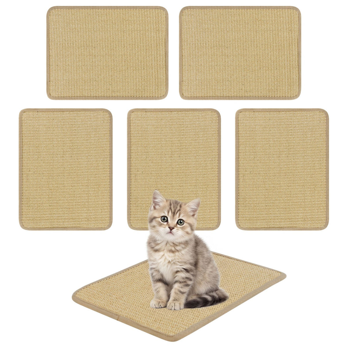 Cat Scratcher Mat Set - 6 Piece Natural Sisal Furniture Protector