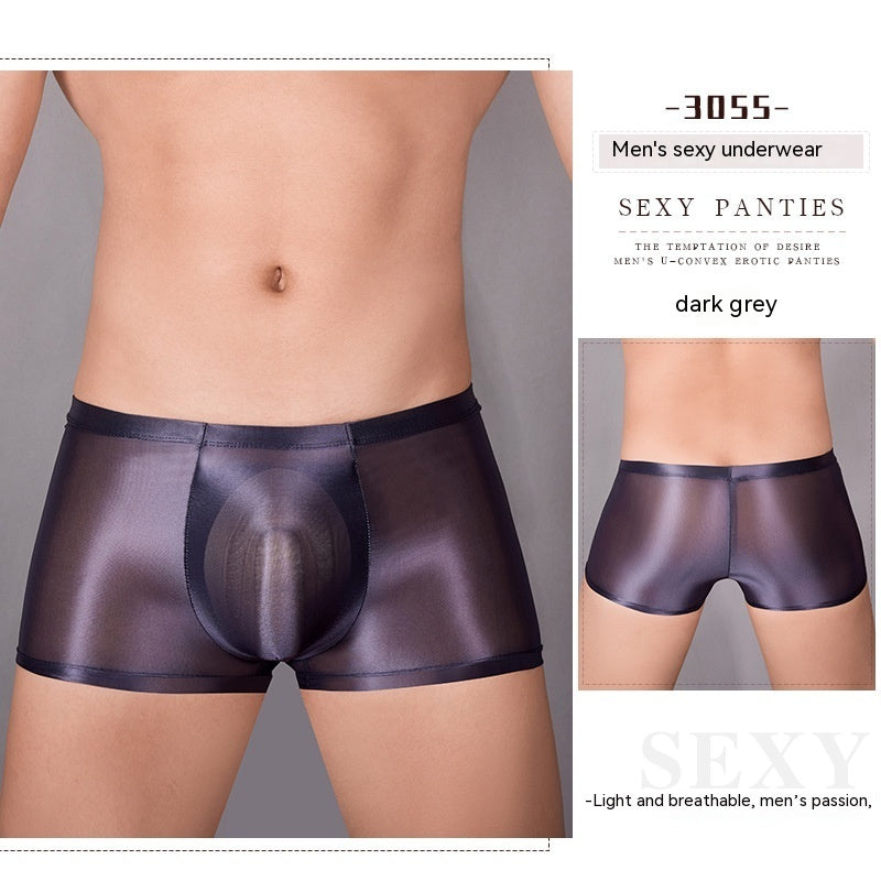 Oil Glossy U Convex Transparent Men's Stretch Shorts