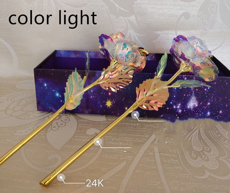 24K Luminous Color Gold Rose Flower Set My Store