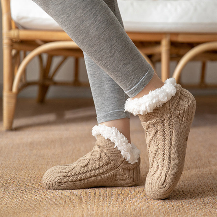 Winter Knitted Plush Socks, Non-slip, Women’s