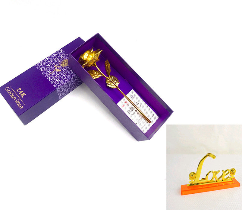 24K Luminous Color Gold Rose Flower Set My Store