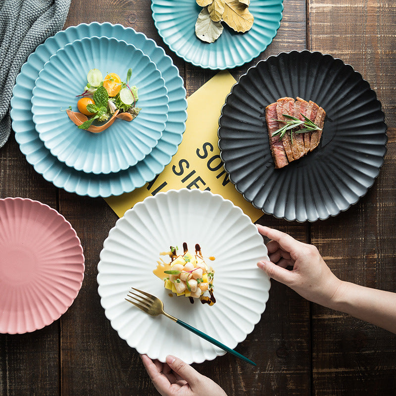 Creative Solid-color Ceramic Plate Round Steak Plate