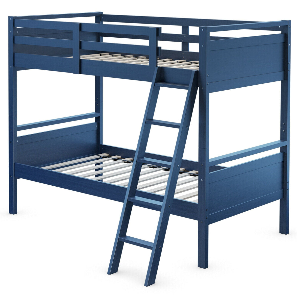 Twin Over Twin Bunk Bed Convertible 2 Individual Beds Wooden