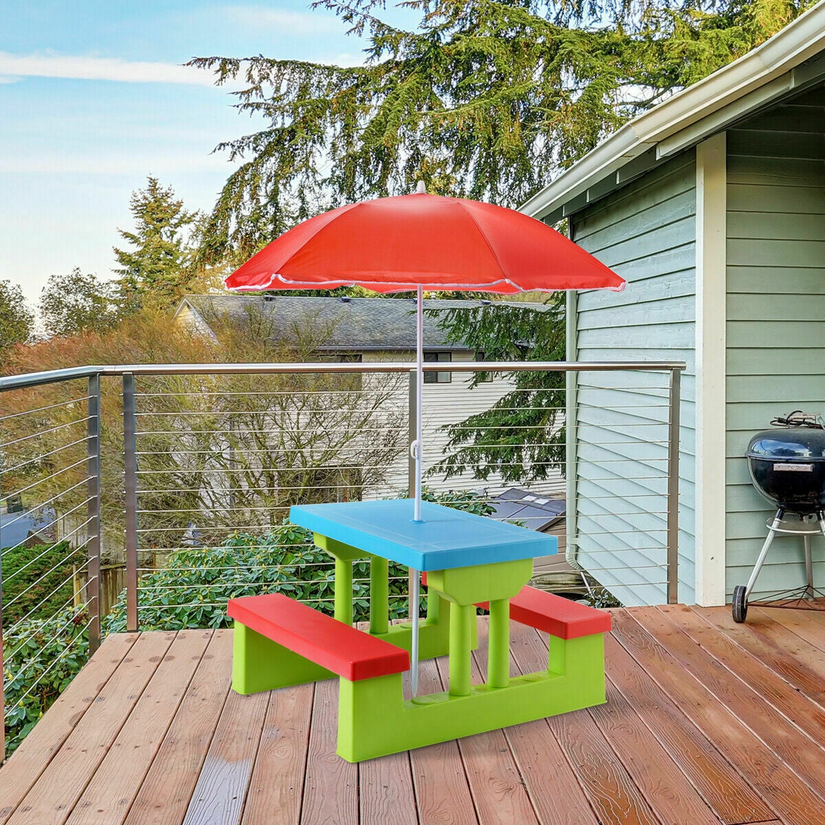 Kids Picnic Folding Table and Bench with Umbrella GBruno Store