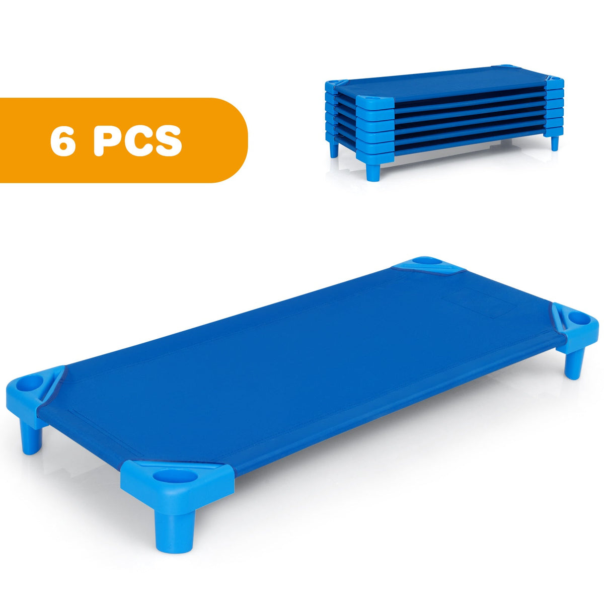 Kids Stackable Daycare Cot Pack of 6 with Detachable Oxford Cloth