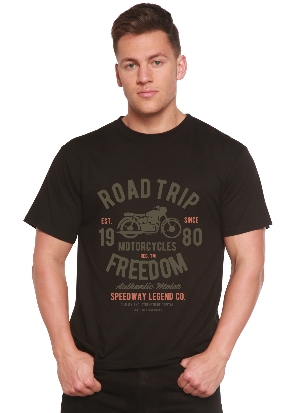 Road Trip Spun Bamboo® Men's Bamboo Viscose/Organic Cotton Short Sleeve Graphic T-Shirt