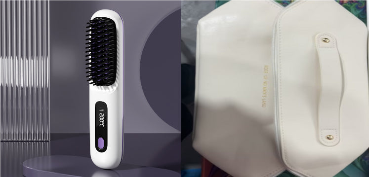 2 In 1 Straight Hair Comb Wireless Hair Straightener Brush Hair Fast Heating Portable Hot Curler USB Charging My Store