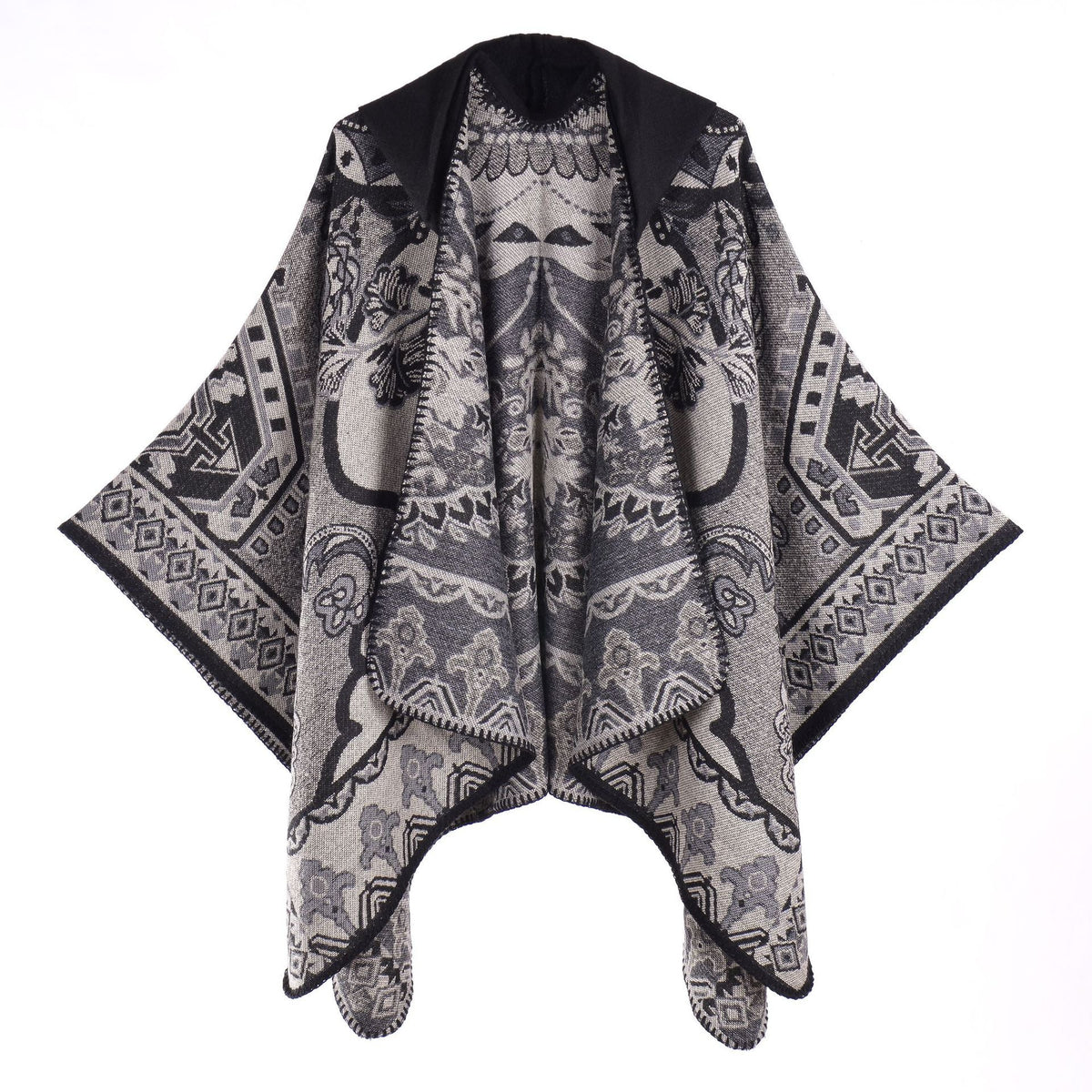 Floral Photography Knitted Hooded Cape
