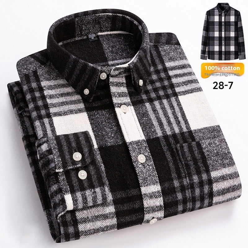 Retro Plaid Long Sleeve Men's Casual Shirt