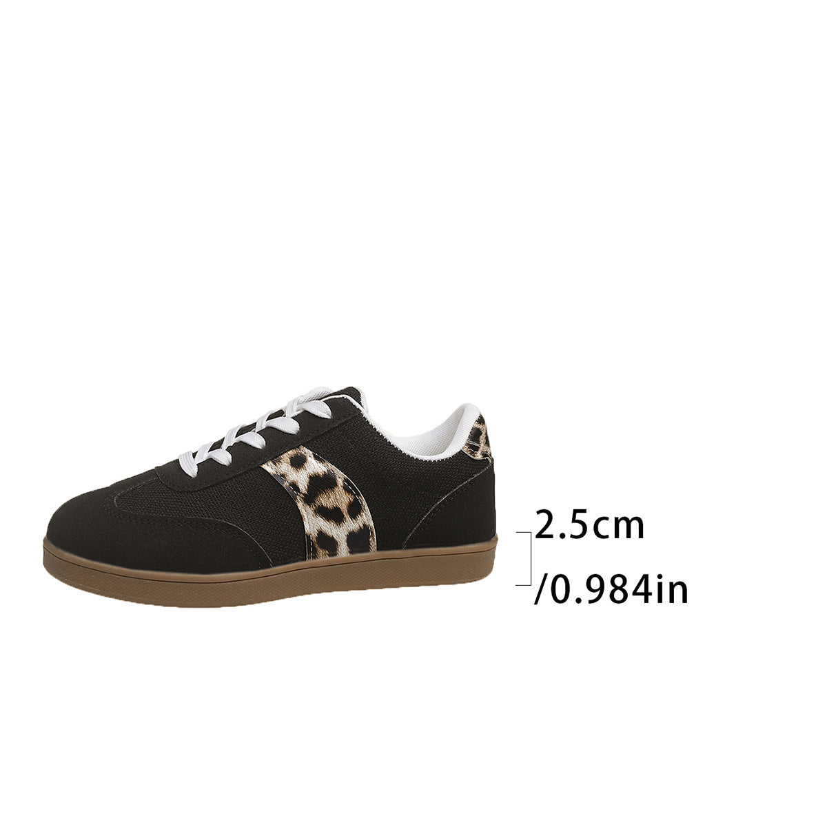 Round Toe Lace-up Vintage Leopard Print German Training Shoes
