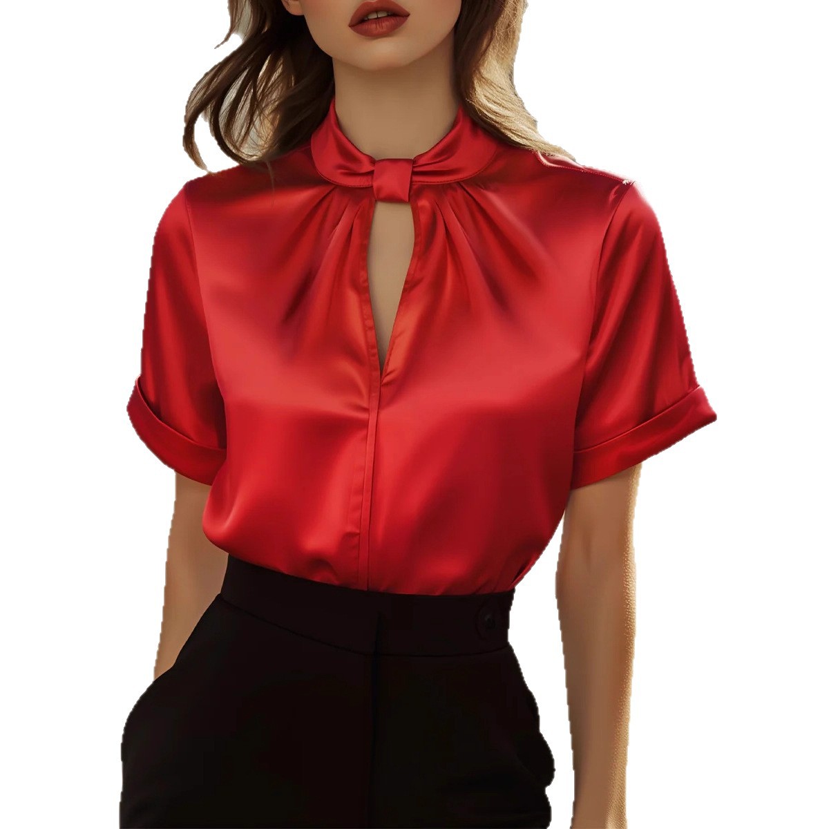 Women's Satin Short-sleeve Top Shirt
