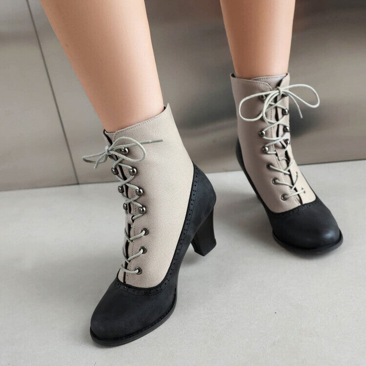 Retro British Style Cone-shaped Heel Martin Boots