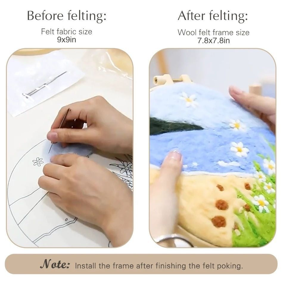 Wool Felt Painting With Embroidery Frame Needle Felt Supplies Suitable For Beginners My Store