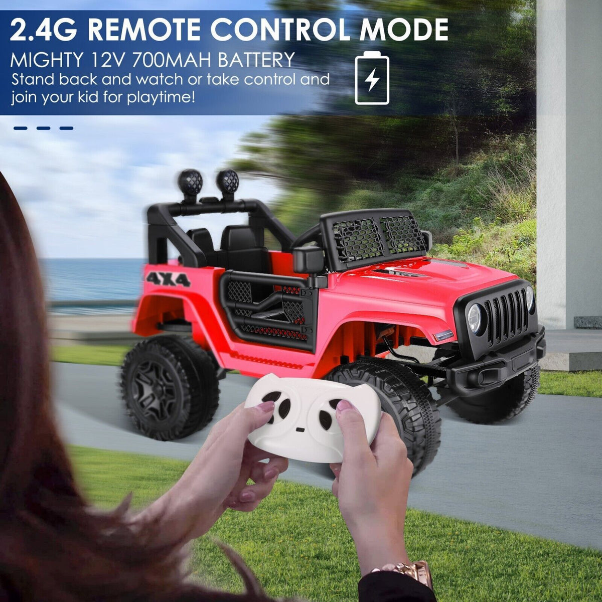 2-Seater 12V Electric Ride-On Truck with Bluetooth and Remote Control for Kids