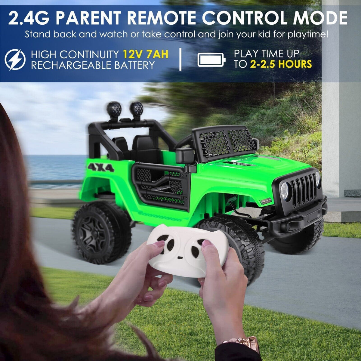 2-Seater 12V Electric Ride-On Truck with Bluetooth and Remote Control for Kids