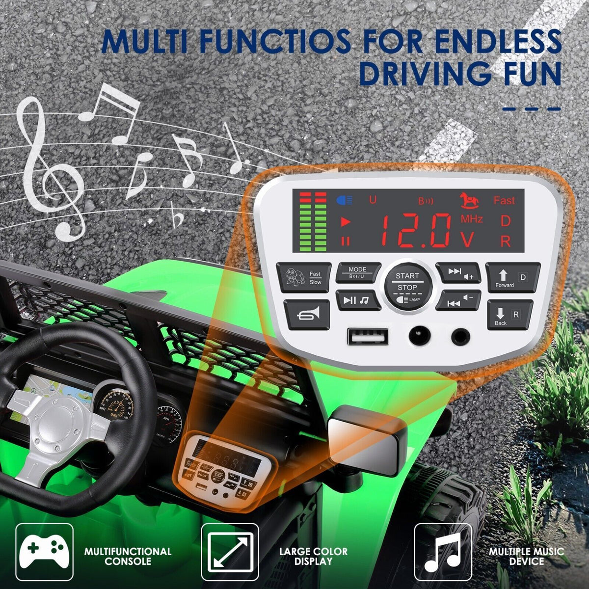 2-Seater 12V Electric Ride-On Truck with Bluetooth and Remote Control for Kids