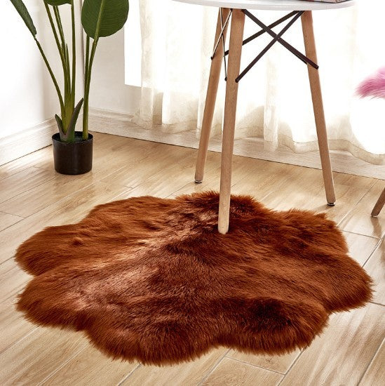 Artificial Woolen Carpet Rug Floral Shape Sheepskin Hairy Carpet