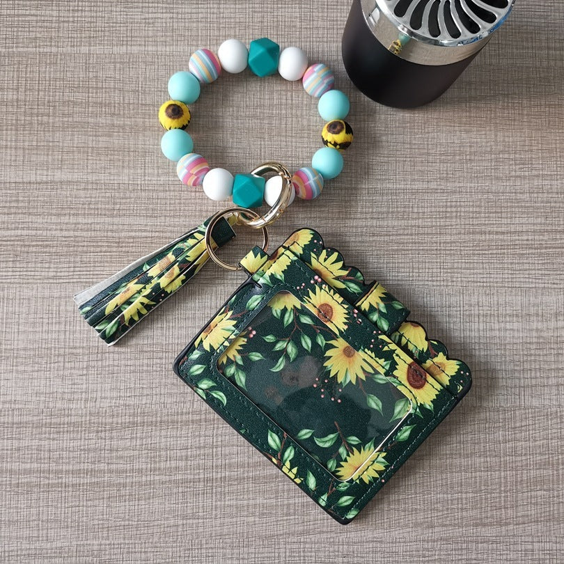 Silicone Beads Bracelet Key Chain Leopard Print