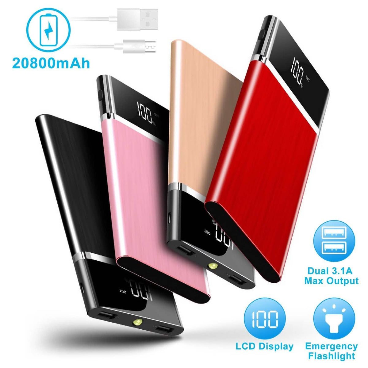 20800mAh Power Bank 76.96W External Battery Pack