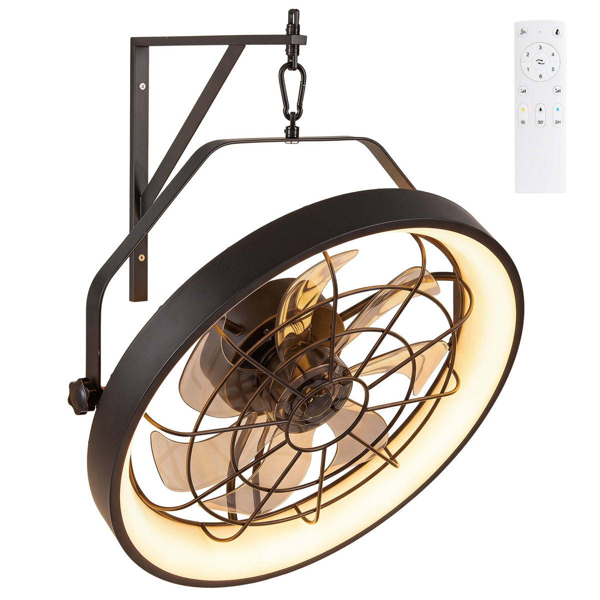 20" Wall Mounted Fan with Dimmable LED Light and Timer DirectDeals