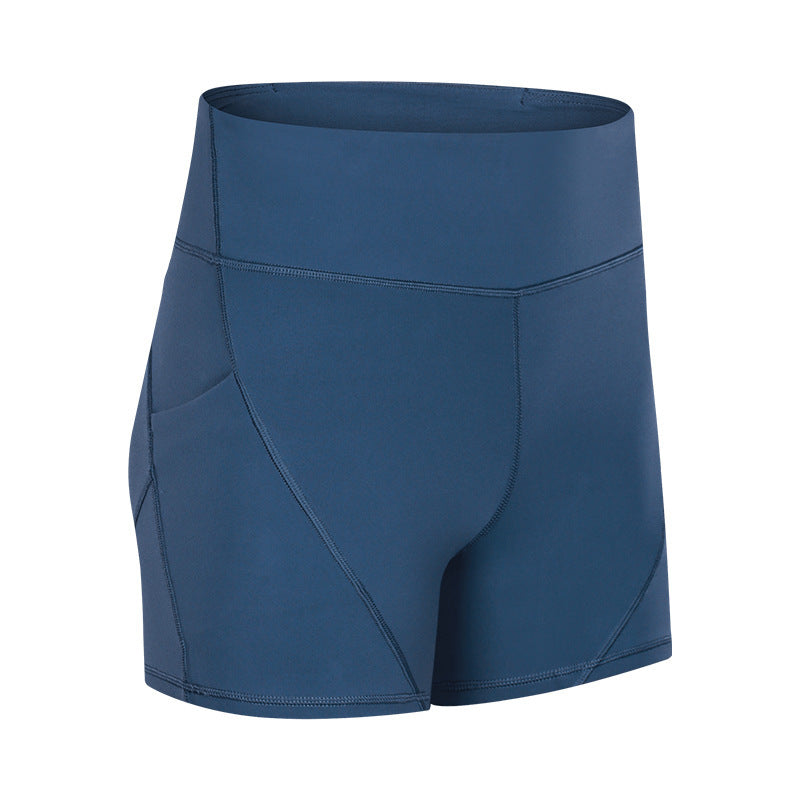 SHINBENE Women's High-Waisted Yoga Shorts with Pockets