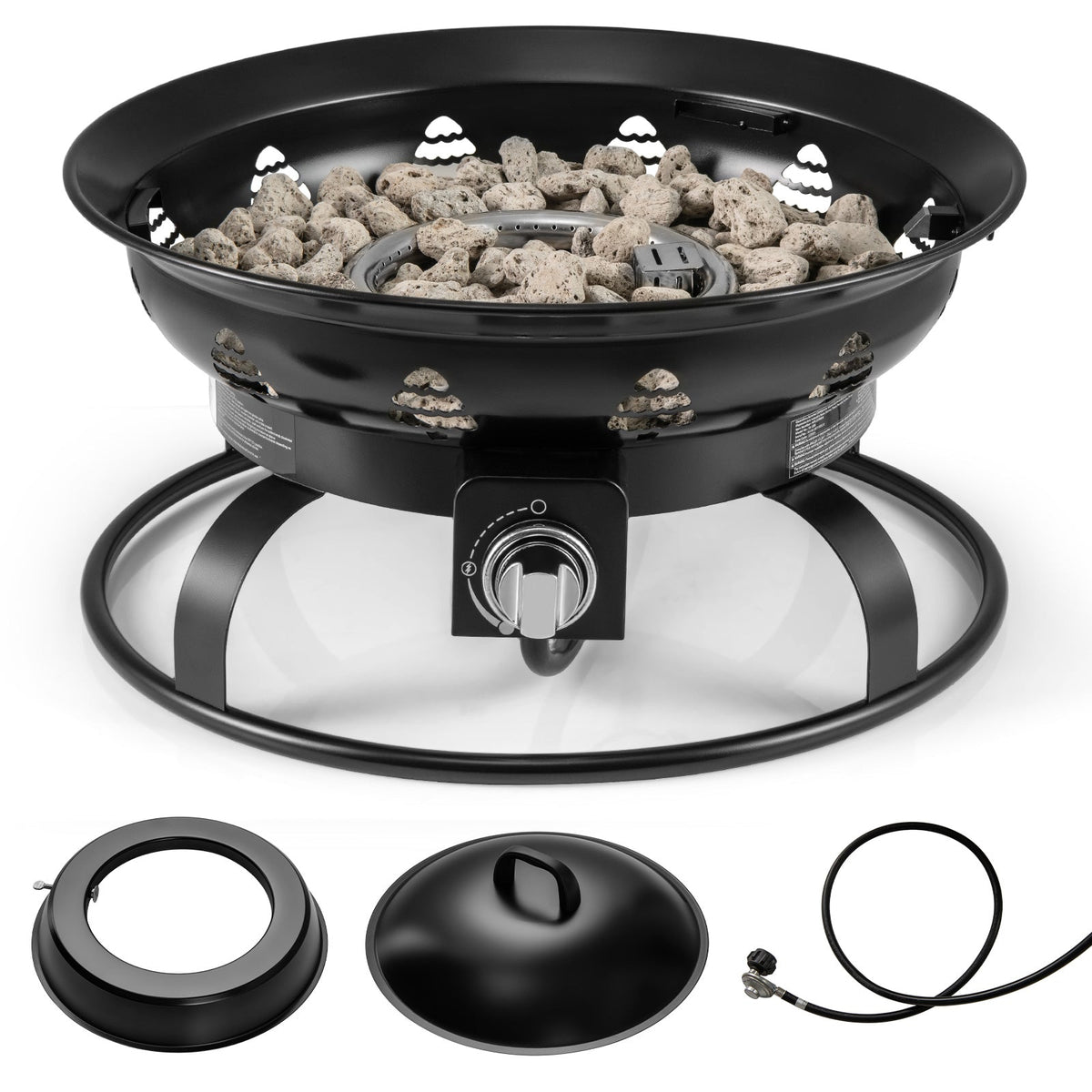 21 Inch Diameter Propane Gas Fire Pit Patio Portable Fire Bowl-Black
