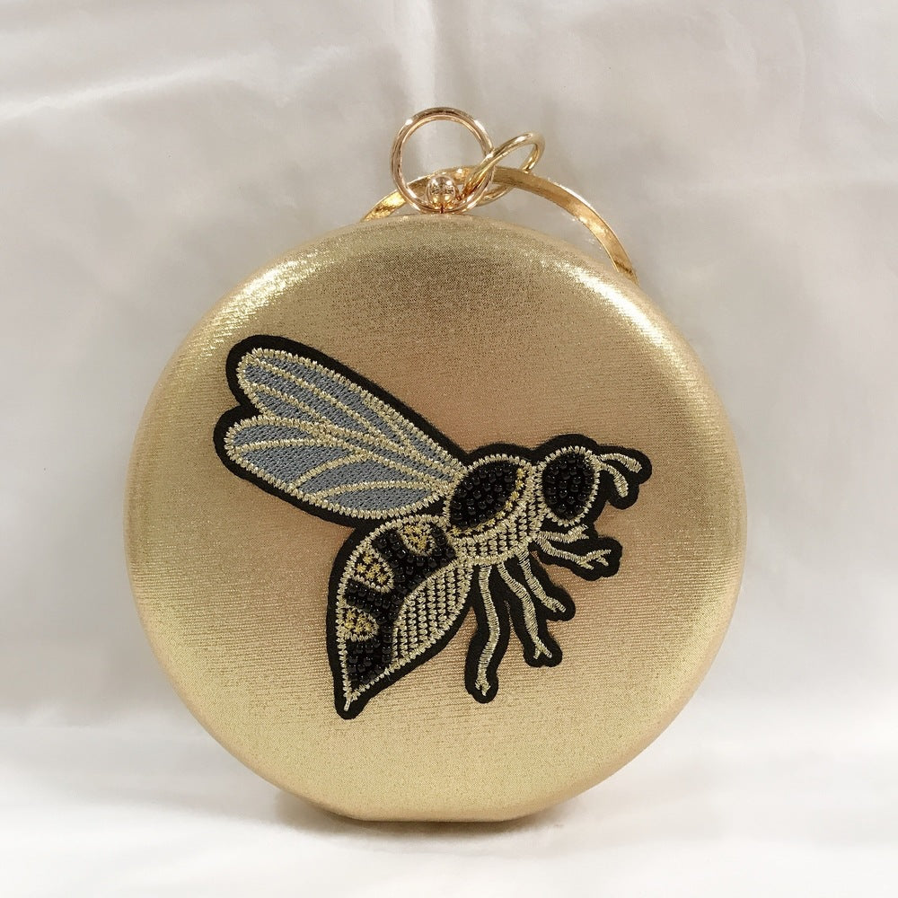Flat Box Embroidered Beaded Bee Clutch Party Bag