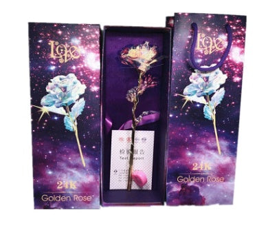 24K Luminous Color Gold Rose Flower Set My Store