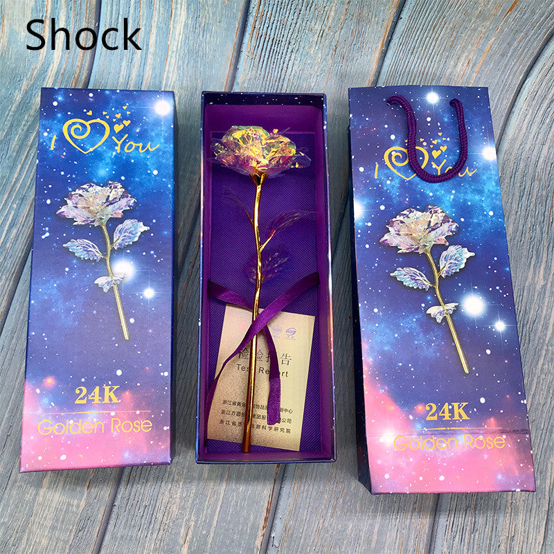 24K Luminous Color Gold Rose Flower Set My Store