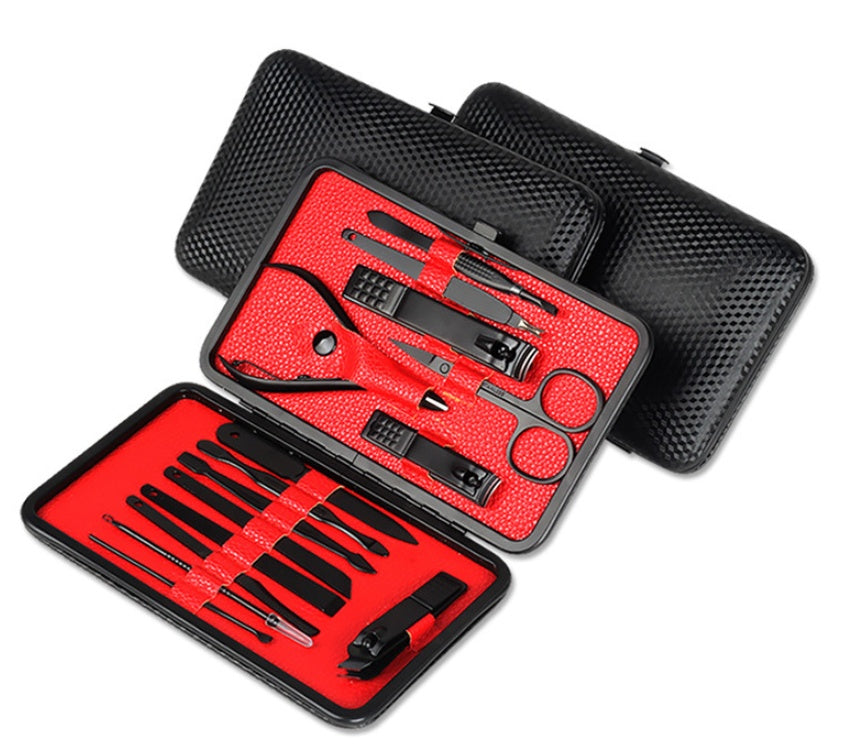 Black Stainless Steel Manicure Set 15-Piece