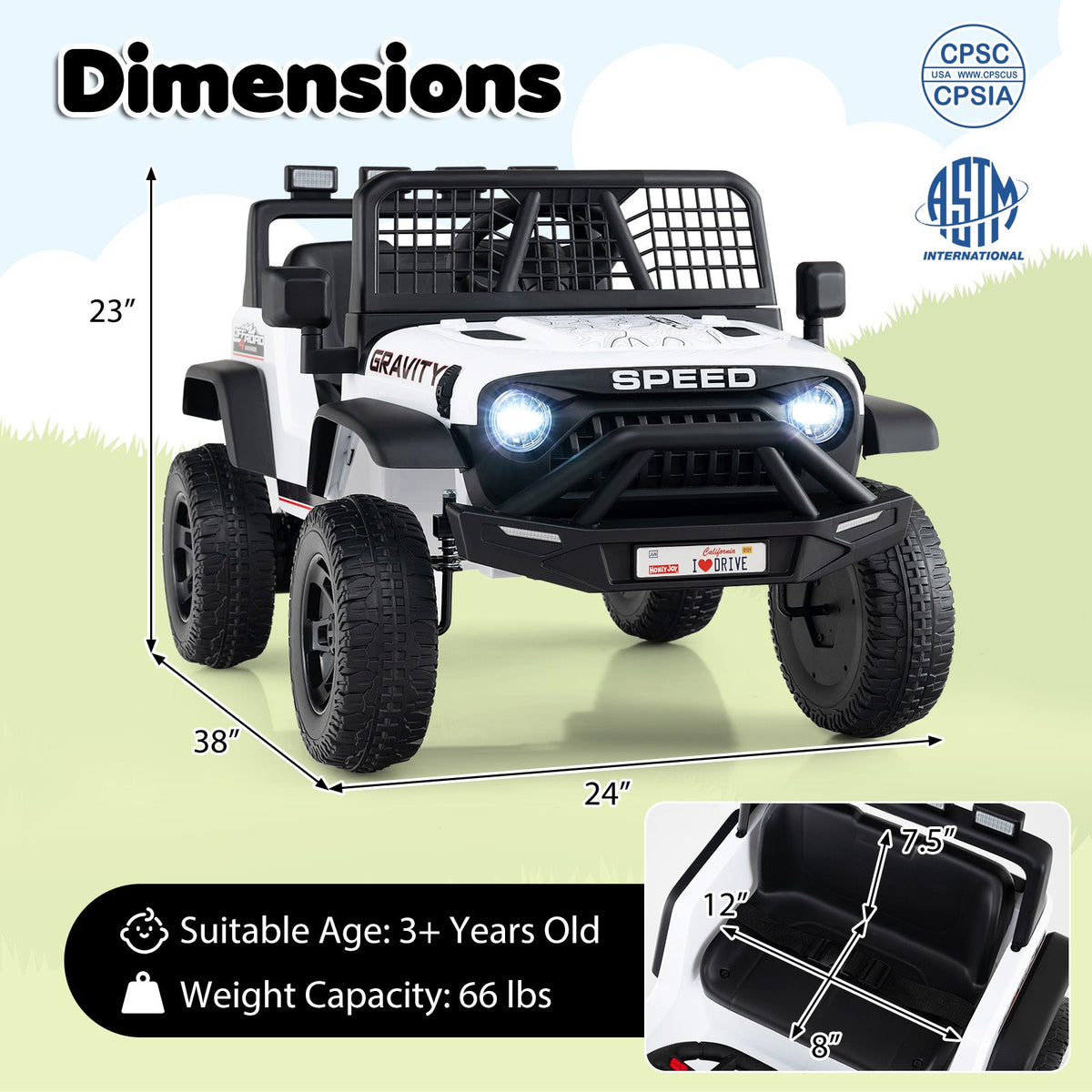 24V Ride On Car for Kids with Parent Remote Control and Music