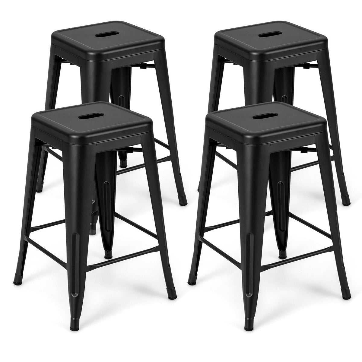 24 Inch Set of 4 Tolix Style Counter Height Barstool Stackable Chair