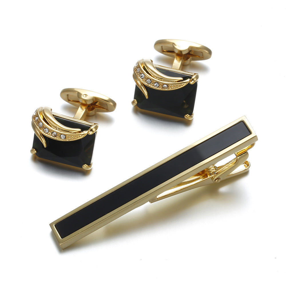 Gold Fashion Tie Clip Cufflinks