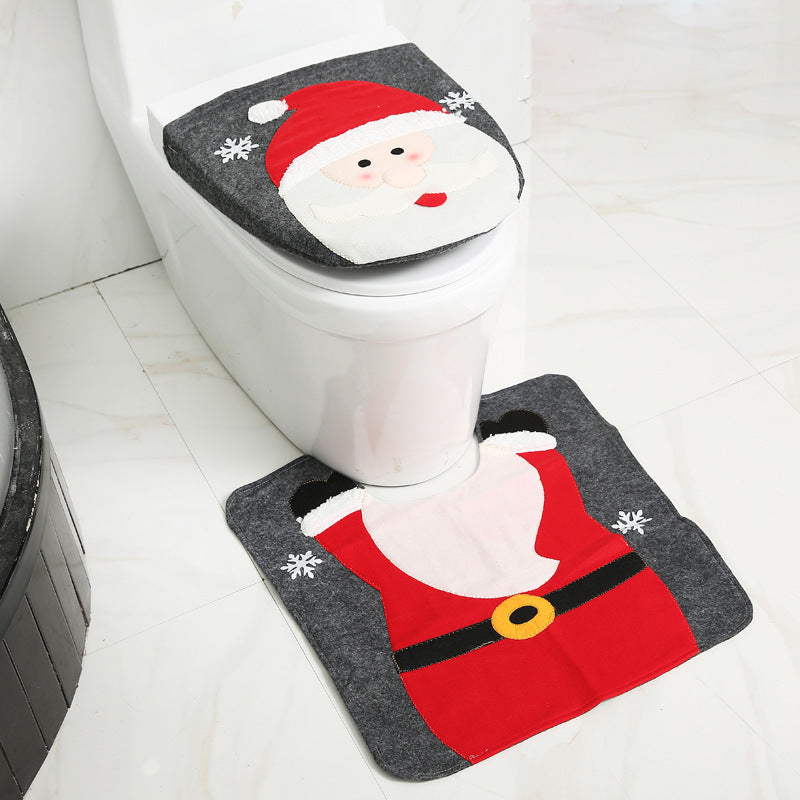 Christmas Santa Bathroom Curtain Toilet Seat Decor