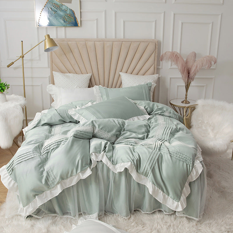 Lace Bed Skirt Quilt Cover Korean Princess Style