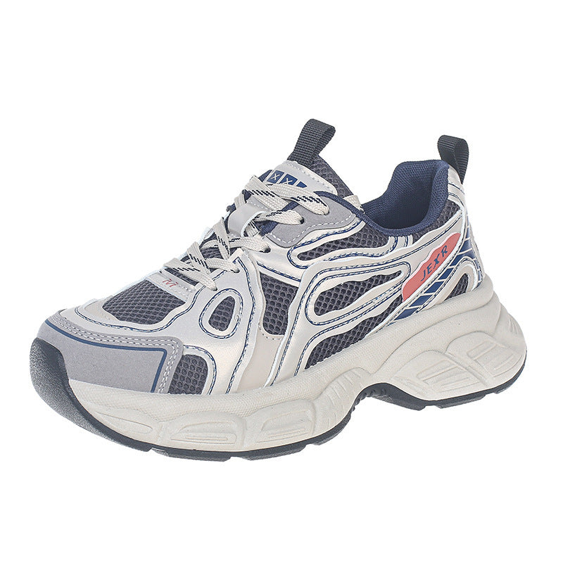 Thick Bottom Breathable Gray Mesh Board Shoes Female