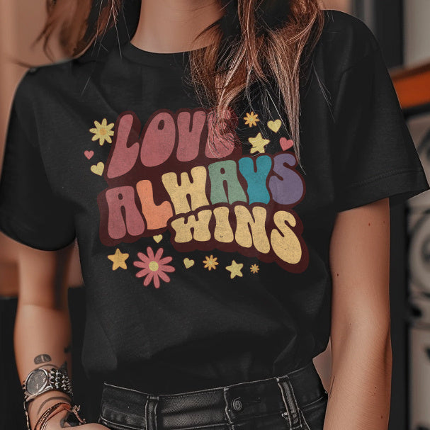 European-American Digital Print Round Neck Tee