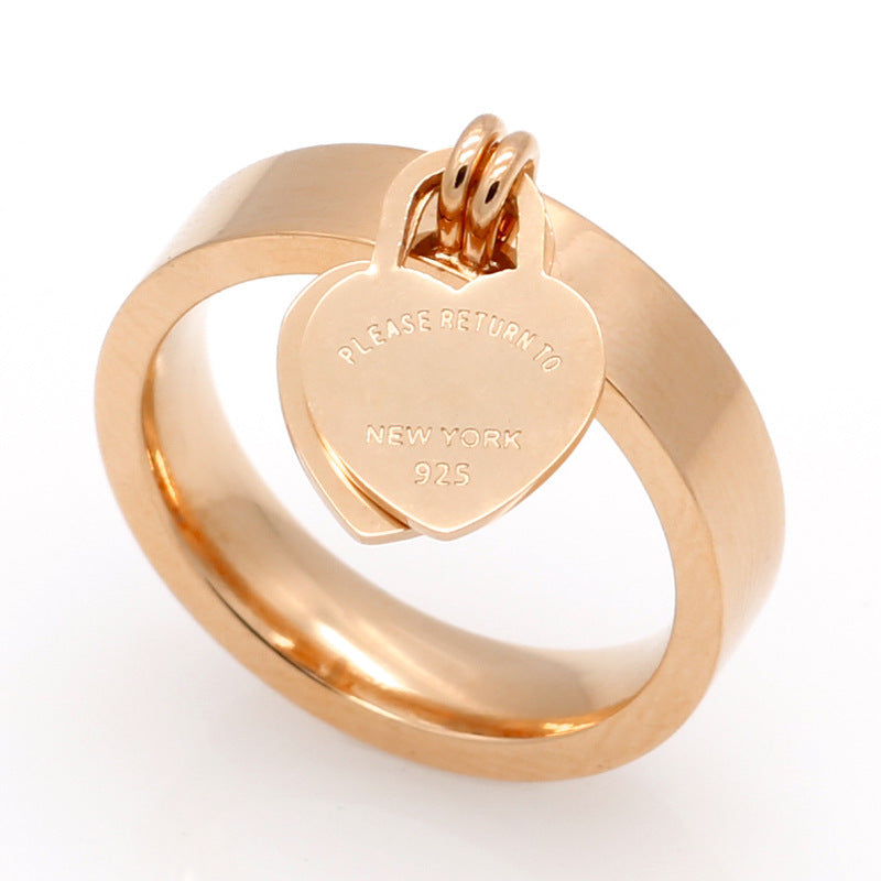 Gold-plated Heart-shaped Titanium Steel Ring