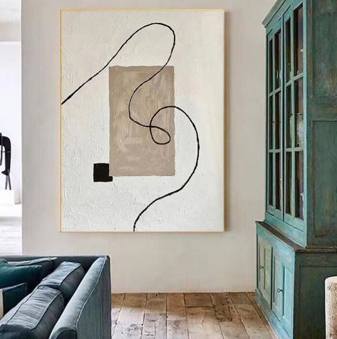Pure Hand Drawing Minimalist Black And White Living Room Decorative Painting My Store