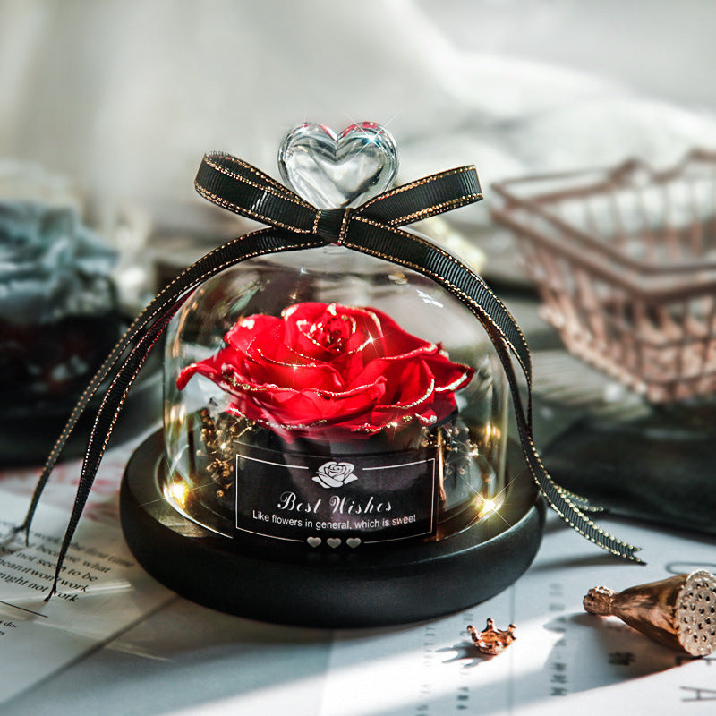 Valentine's Eternal Rose LED Glass Decor
