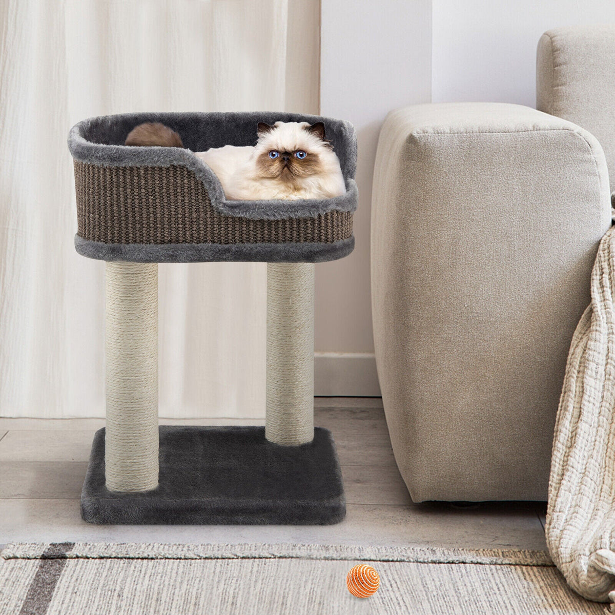 Multi-Level Cat Climbing Tree with Scratching Posts and Large Plush Perch