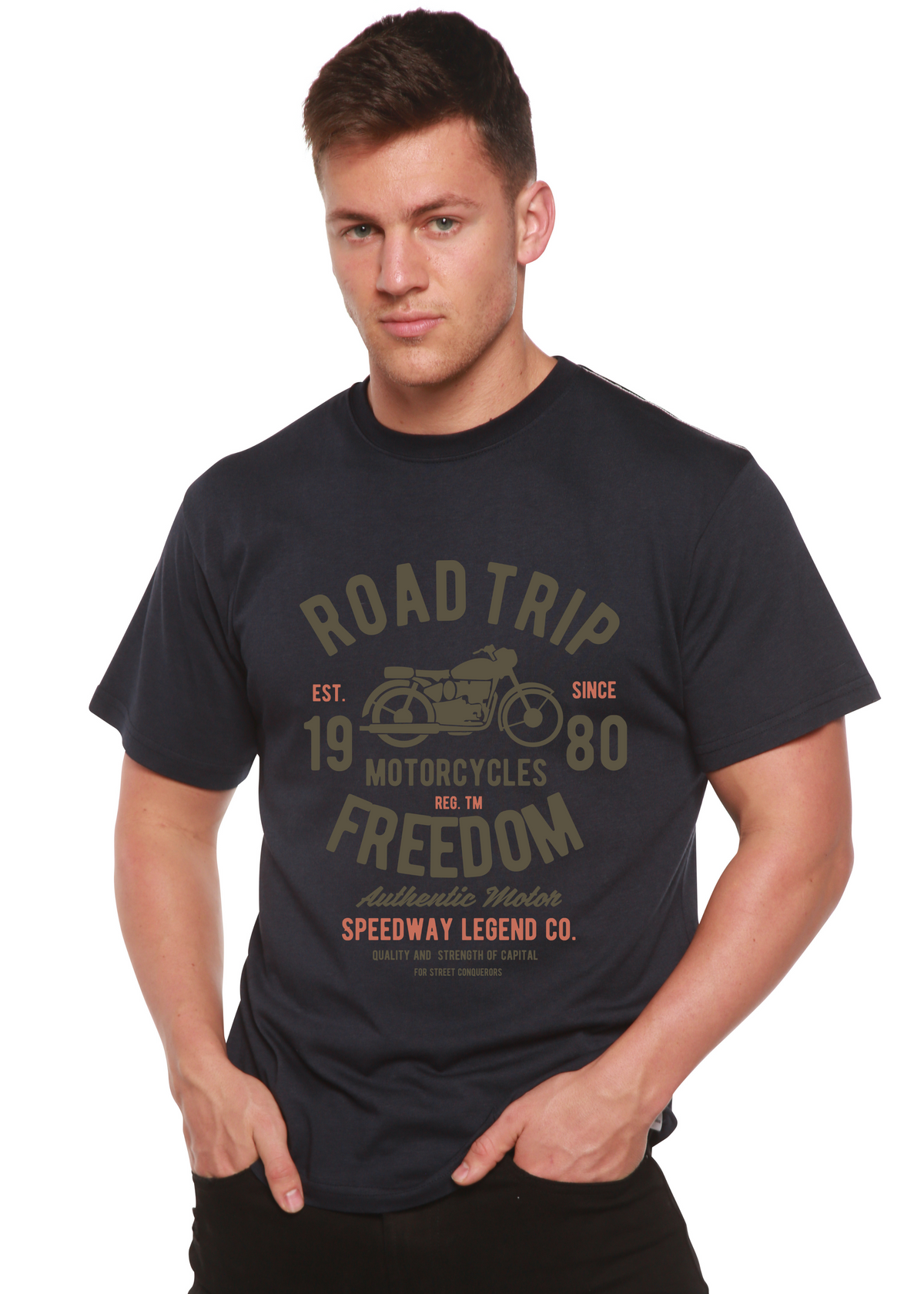Road Trip Spun Bamboo® Men's Bamboo Viscose/Organic Cotton Short Sleeve Graphic T-Shirt