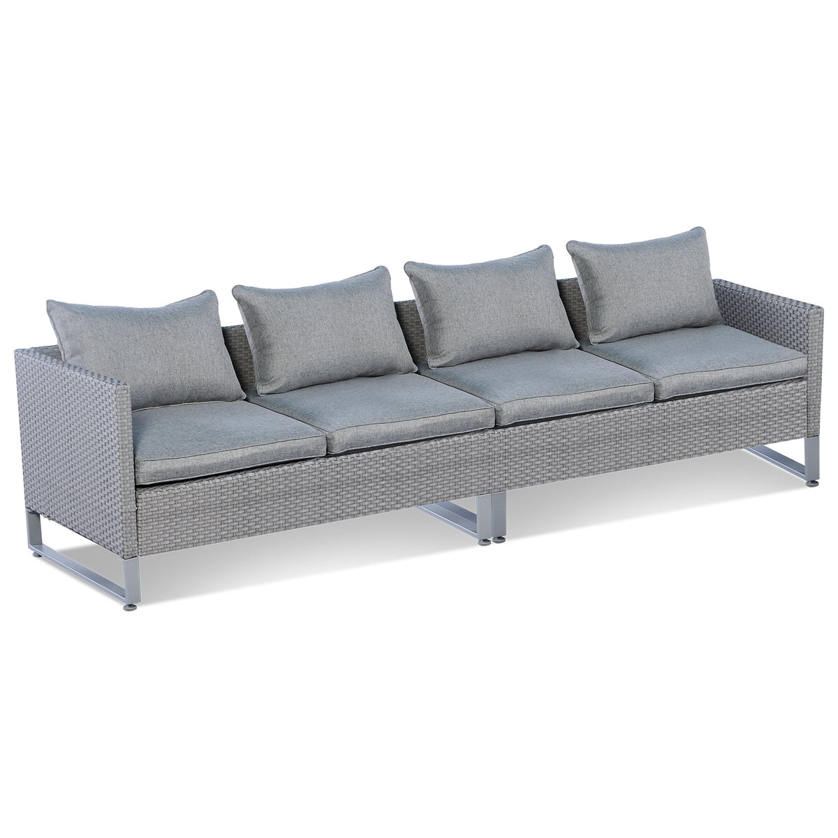 2 Pieces Patio Furniture Sofa Set with Cushions and Sofa Clips