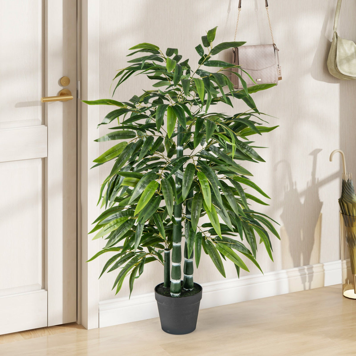 2 Pack Fake Bamboo Leave Tree with 3 PE Bamboo Trunk-Green DirectDeals