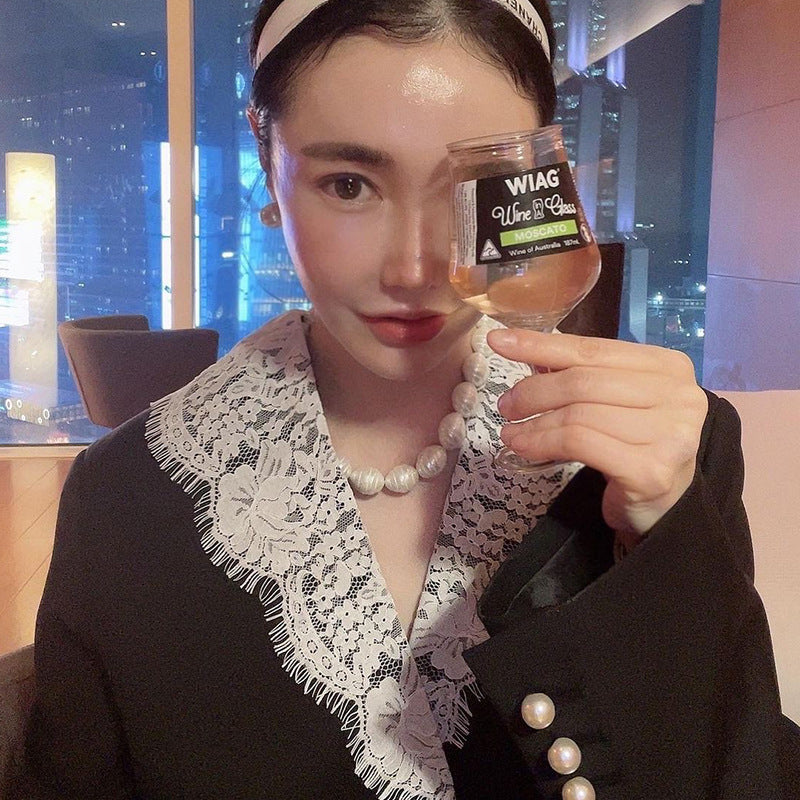Pearl Button Lace Lace Lapel Blazer Women